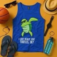 I Just Really Love Turtles Ok? Dabbing Turtle Gift Tank Top thumb 4