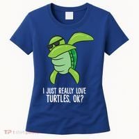 I Just Really Love Turtles Ok? Dabbing Turtle Gift Women's T-Shirt thumb 0