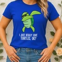 I Just Really Love Turtles Ok? Dabbing Turtle Gift Women's T-Shirt thumb 2