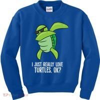 I Just Really Love Turtles Ok? Dabbing Turtle Gift Kids Sweatshirt thumb 0