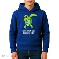 I Just Really Love Turtles Ok? Dabbing Turtle Gift Kids Hoodie thumb 4