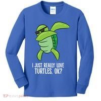 I Just Really Love Turtles Ok? Dabbing Turtle Gift Kids Long Sleeve Shirt thumb 0