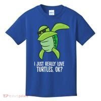 I Just Really Love Turtles Ok? Dabbing Turtle Gift Kids T-Shirt thumb 0