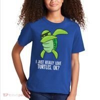 I Just Really Love Turtles Ok? Dabbing Turtle Gift Kids T-Shirt thumb 2