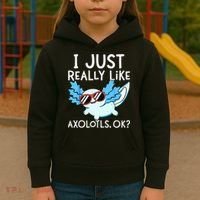 I Just Really Like Axolotls Ok Kawaii Axolotl Kids Hoodie thumb 3