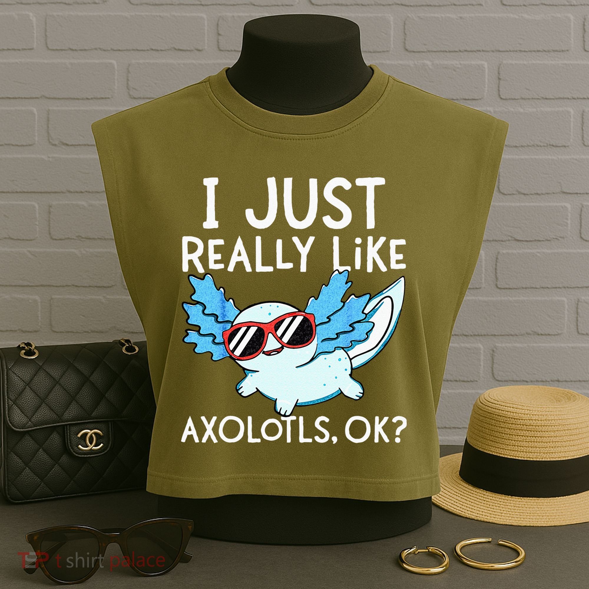 I Just Really Like Axolotls Ok Kawaii Axolotl Garment-Dyed Women's Muscle Tee