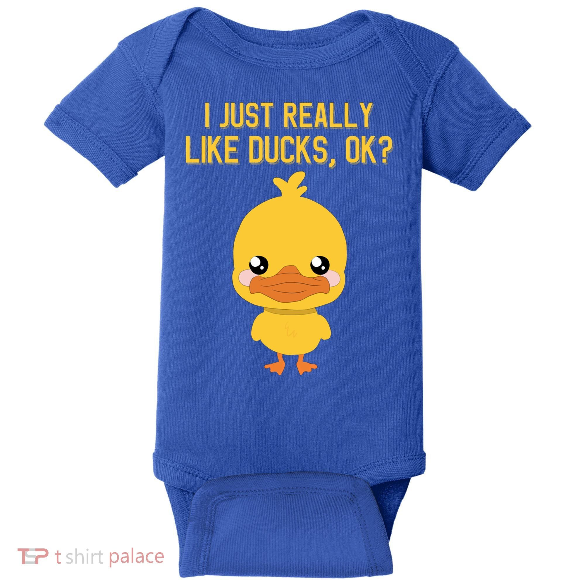 I Just Really Like Ducks Ok? Funny Cute Little Yellow Duck Gift Baby Bodysuit