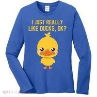 I Just Really Like Ducks Ok? Funny Cute Little Yellow Duck Gift Women's Long Sleeve Shirt thumb 0