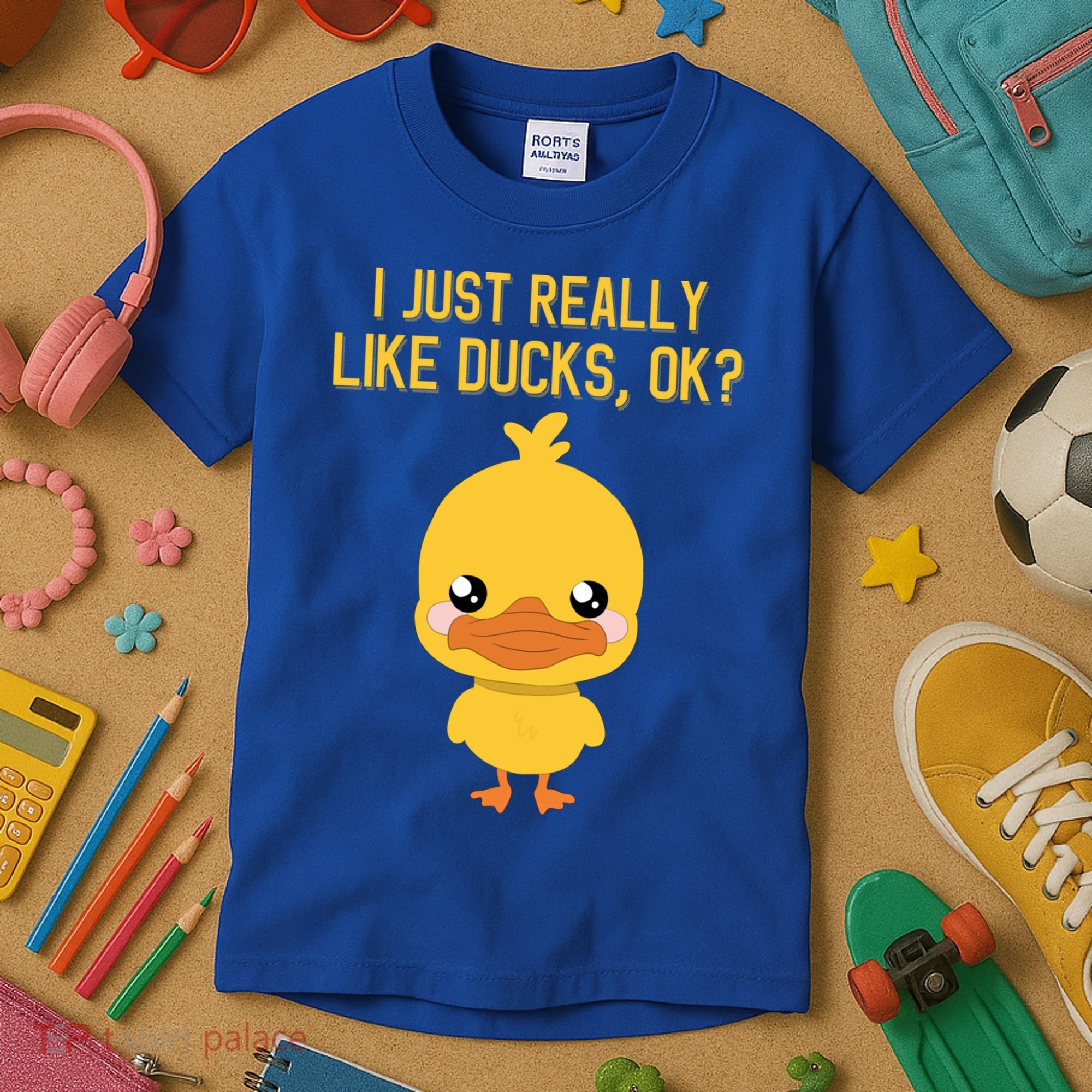 I Just Really Like Ducks Ok? Funny Cute Little Yellow Duck Gift Kids T-Shirt