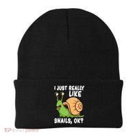 I Just Really Like Snails Ok Funny Snail Lover Gift Great Gift Beanie thumb 0