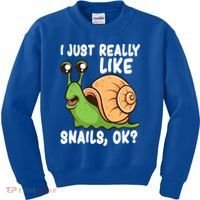 I Just Really Like Snails Ok Funny Snail Lover Gift Great Gift Kids Sweatshirt thumb 0