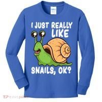 I Just Really Like Snails Ok Funny Snail Lover Gift Great Gift Kids Long Sleeve Shirt thumb 0