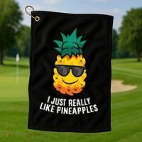 I Just Really Like Pineapples Cute Pineapple Summer Funny Gift Golf Towel thumb 1