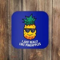 I Just Really Like Pineapples Cute Pineapple Summer Funny Gift Coaster thumb 0