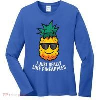 I Just Really Like Pineapples Cute Pineapple Summer Funny Gift Women's Long Sleeve Shirt thumb 0