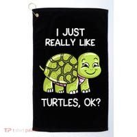 I Just Really Like Turtles, OK Lover Gift Cute Turtle Love Golf Towel thumb 0