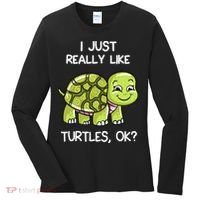 I Just Really Like Turtles, OK Lover Gift Cute Turtle Love Women's Long Sleeve Shirt thumb 0
