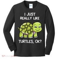 I Just Really Like Turtles, OK Lover Gift Cute Turtle Love Kids Long Sleeve Shirt thumb 0