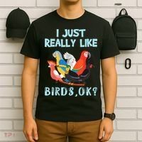 I Just Really Like Birds Ok Funny Toucan Macaw Parrot T-Shirt thumb 6