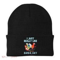 I Just Really Like Birds Ok Funny Toucan Macaw Parrot Beanie thumb 0