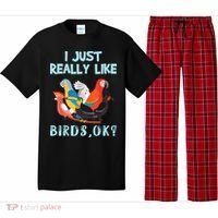 I Just Really Like Birds Ok Funny Toucan Macaw Parrot Pajama Set thumb 0