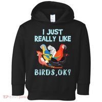 I Just Really Like Birds Ok Funny Toucan Macaw Parrot Toddler Hoodie thumb 0