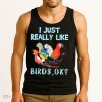 I Just Really Like Birds Ok Funny Toucan Macaw Parrot Tank Top thumb 3