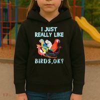 I Just Really Like Birds Ok Funny Toucan Macaw Parrot Kids Hoodie thumb 3
