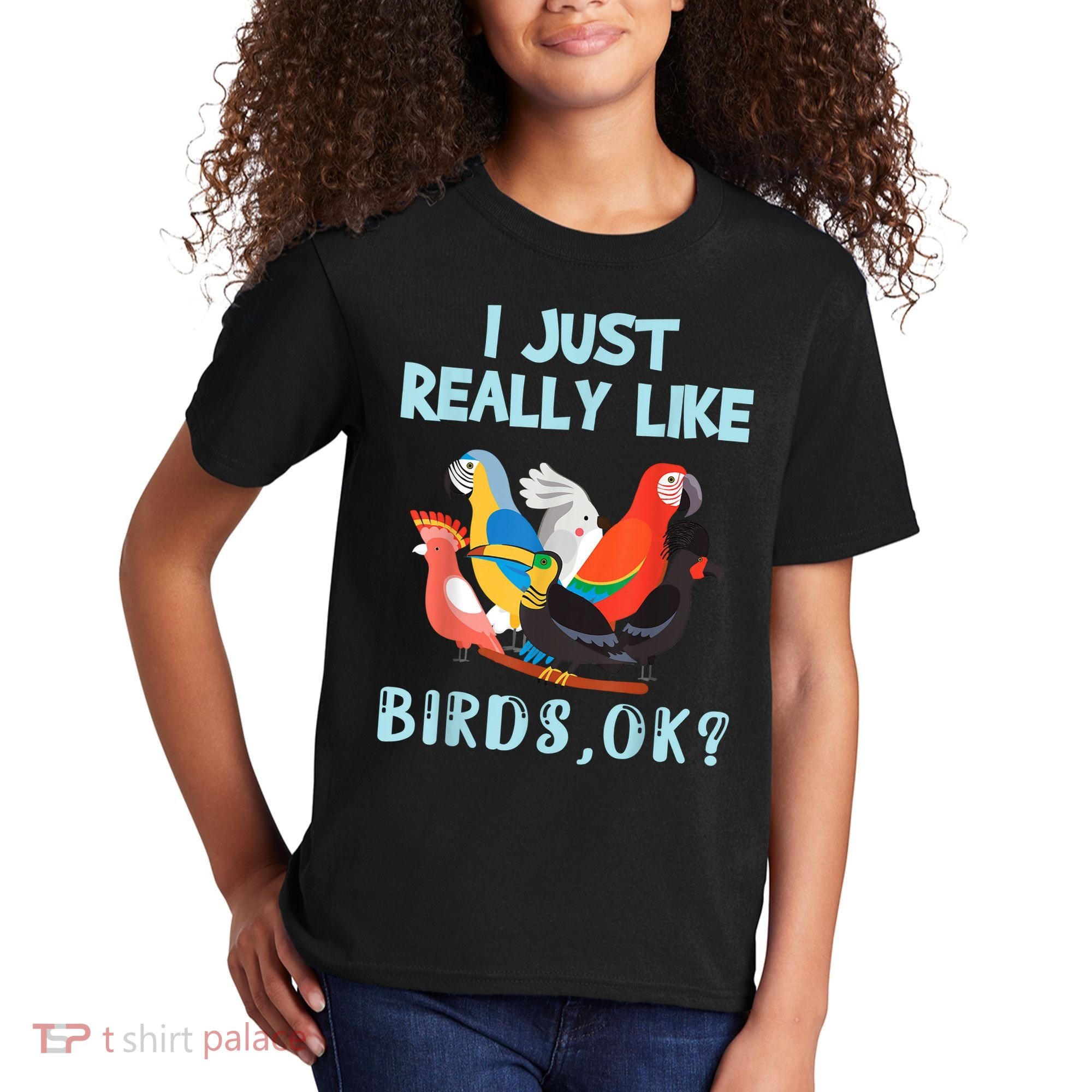 I Just Really Like Birds Ok Funny Toucan Macaw Parrot Kids T-Shirt
