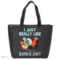 I Just Really Like Birds Ok Funny Toucan Macaw Parrot Tote Bag thumb 0
