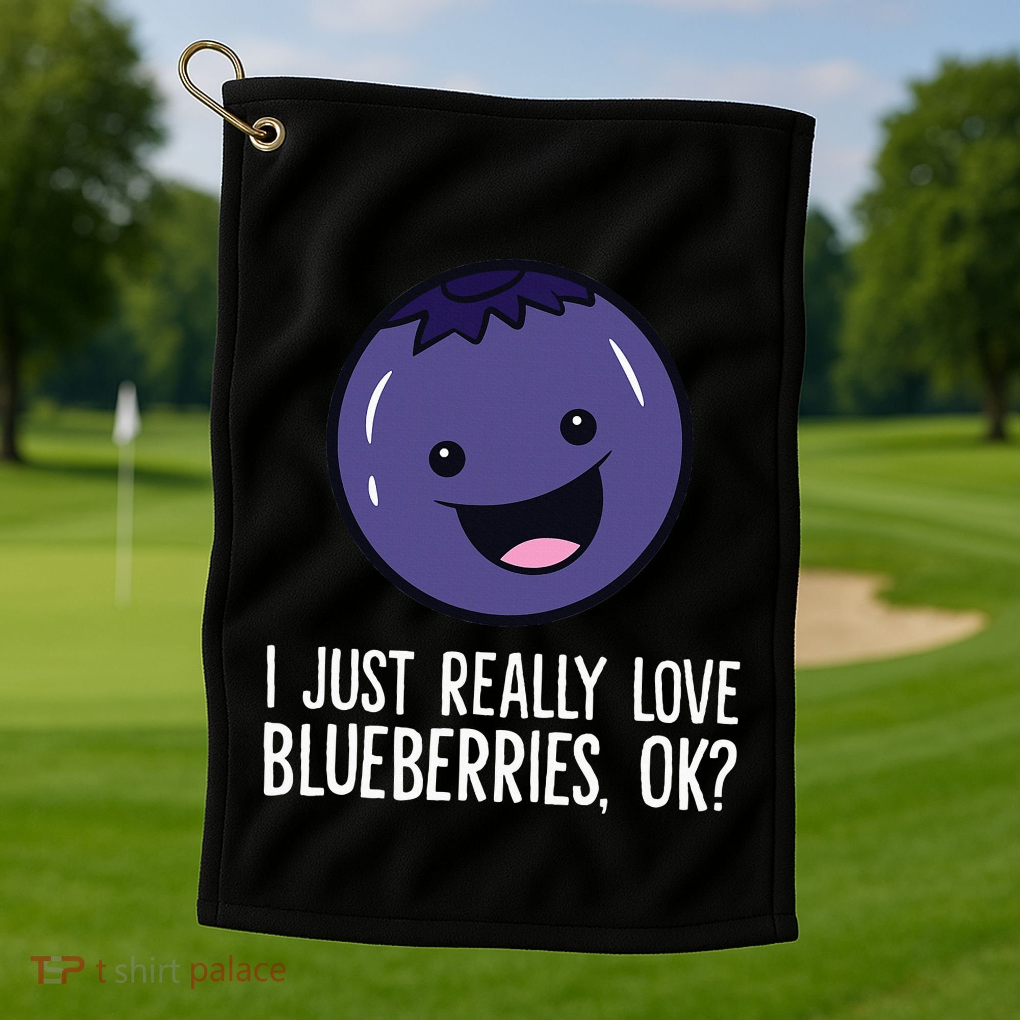 I Just Really Like Blueberries Kawaii Blueberry Golf Towel