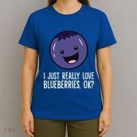 I Just Really Like Blueberries Kawaii Blueberry T-Shirt thumb 4