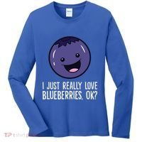 I Just Really Like Blueberries Kawaii Blueberry Women's Long Sleeve Shirt thumb 0