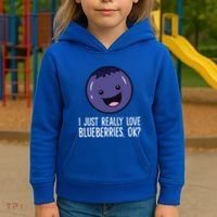 I Just Really Like Blueberries Kawaii Blueberry Kids Hoodie thumb 3