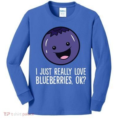 I Just Really Like Blueberries Kawaii Blueberry Kids Long Sleeve Shirt