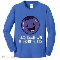 I Just Really Like Blueberries Kawaii Blueberry Kids Long Sleeve Shirt thumb 0