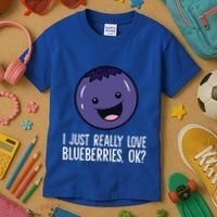 I Just Really Like Blueberries Kawaii Blueberry Kids T-Shirt thumb 3