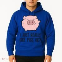 I Just Really Like Pigs Ok? Pig Lovers Cool Gift Hoodie thumb 2