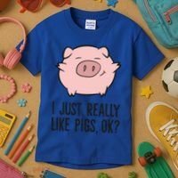 I Just Really Like Pigs Ok? Pig Lovers Cool Gift Kids T-Shirt thumb 3