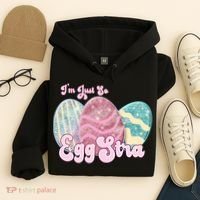 I'm Just So Eggstra Cute Egg Stra Easter Bunny Funny Easter Eggs Hoodie thumb 4