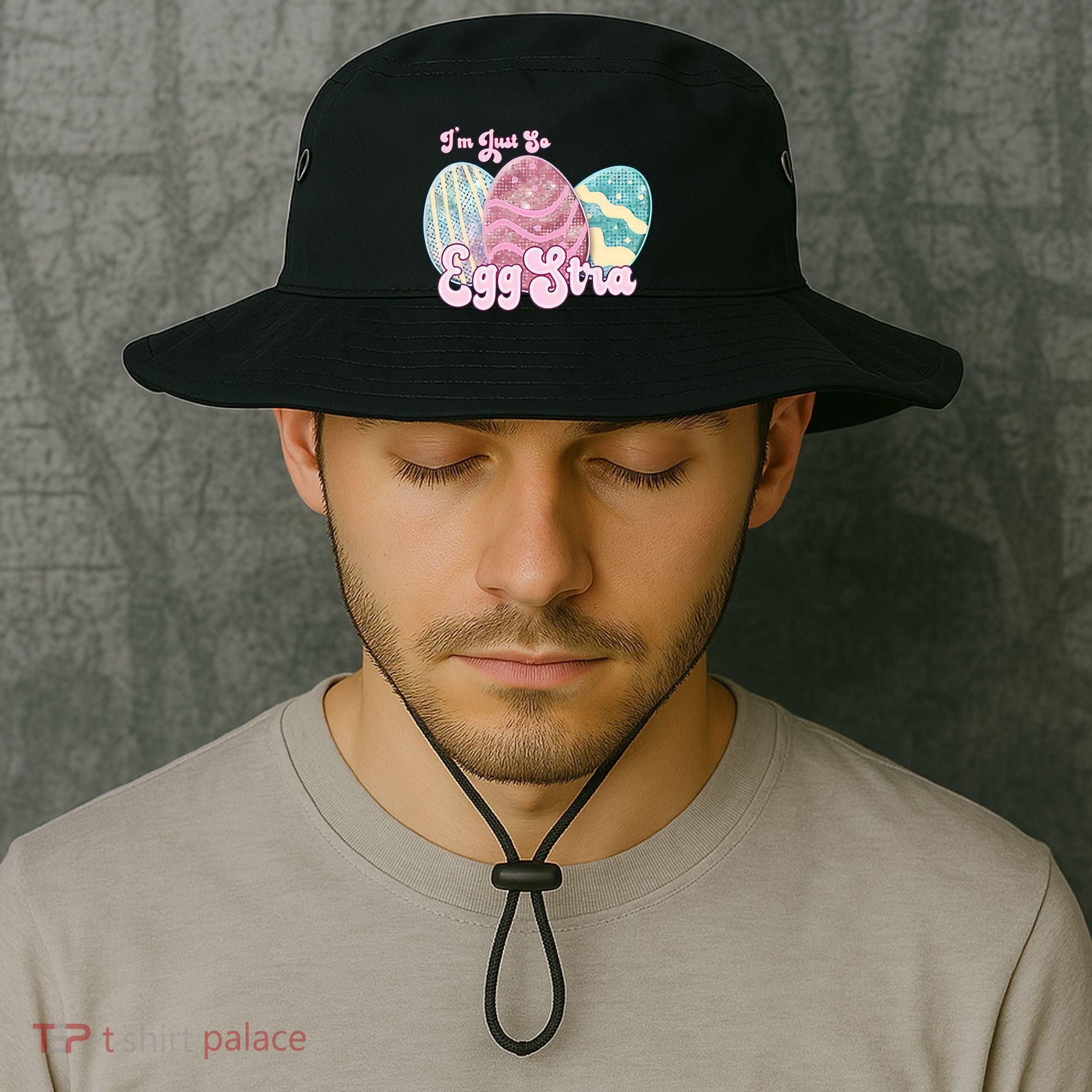 I'm Just So Eggstra Cute Egg Stra Easter Bunny Funny Easter Eggs Bucket Hat