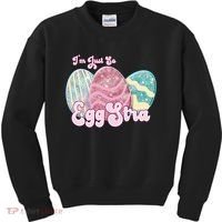I'm Just So Eggstra Cute Egg Stra Easter Bunny Funny Easter Eggs Kids Sweatshirt thumb 0