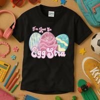 I'm Just So Eggstra Cute Egg Stra Easter Bunny Funny Easter Eggs Kids T-Shirt thumb 3
