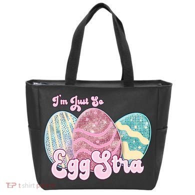 I'm Just So Eggstra Cute Egg Stra Easter Bunny Funny Easter Eggs Tote Bag