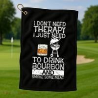 I Just To Drink Bourbon And Smoke Meat Smoker Whiskey Golf Towel thumb 1