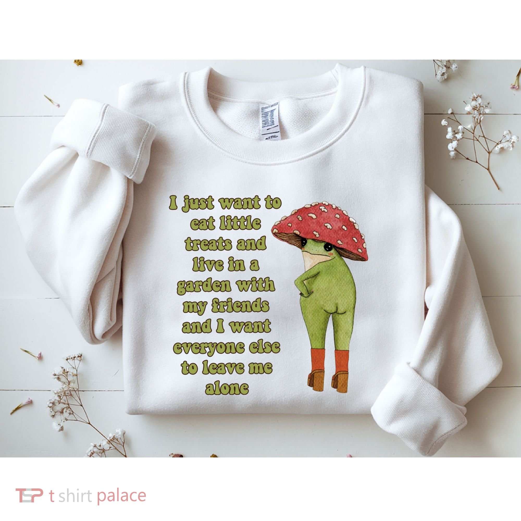 I Just Want To Eat Little Treats Funny Cartoon Frog Sweatshirt