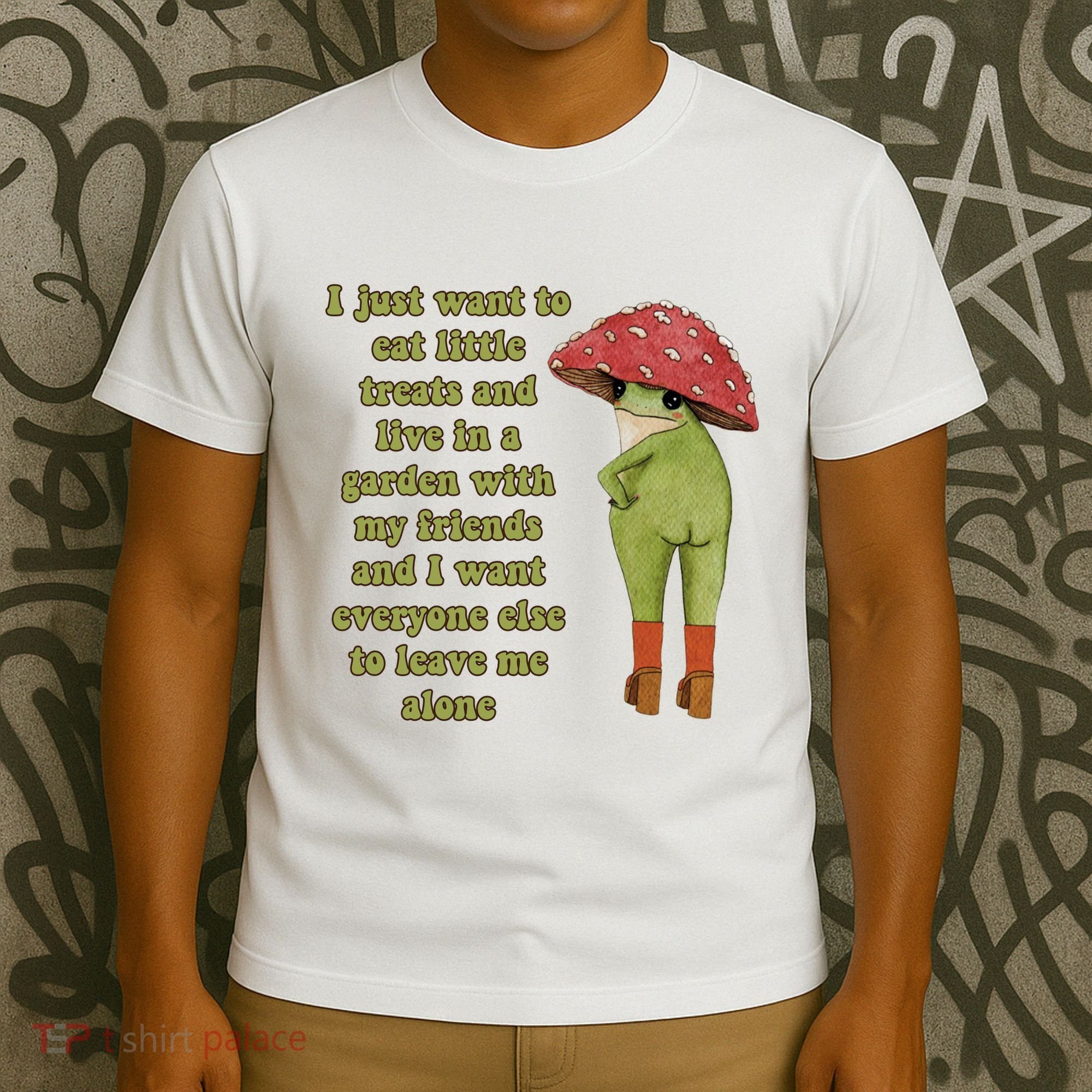 I Just Want To Eat Little Treats Funny Cartoon Frog T-Shirt