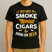 I Just Want To Smoke Cigars And Drink My Beer Cigar T-Shirt thumb 3