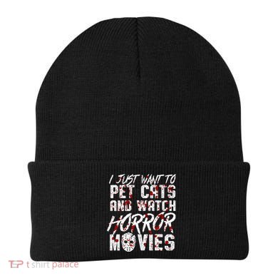 I Just Want To Pet Cats And Watch Horror Movies Halloween Beanie