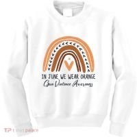 In June We Wear Orange Gun Violence Awareness Rainbow Kids Sweatshirt thumb 0
